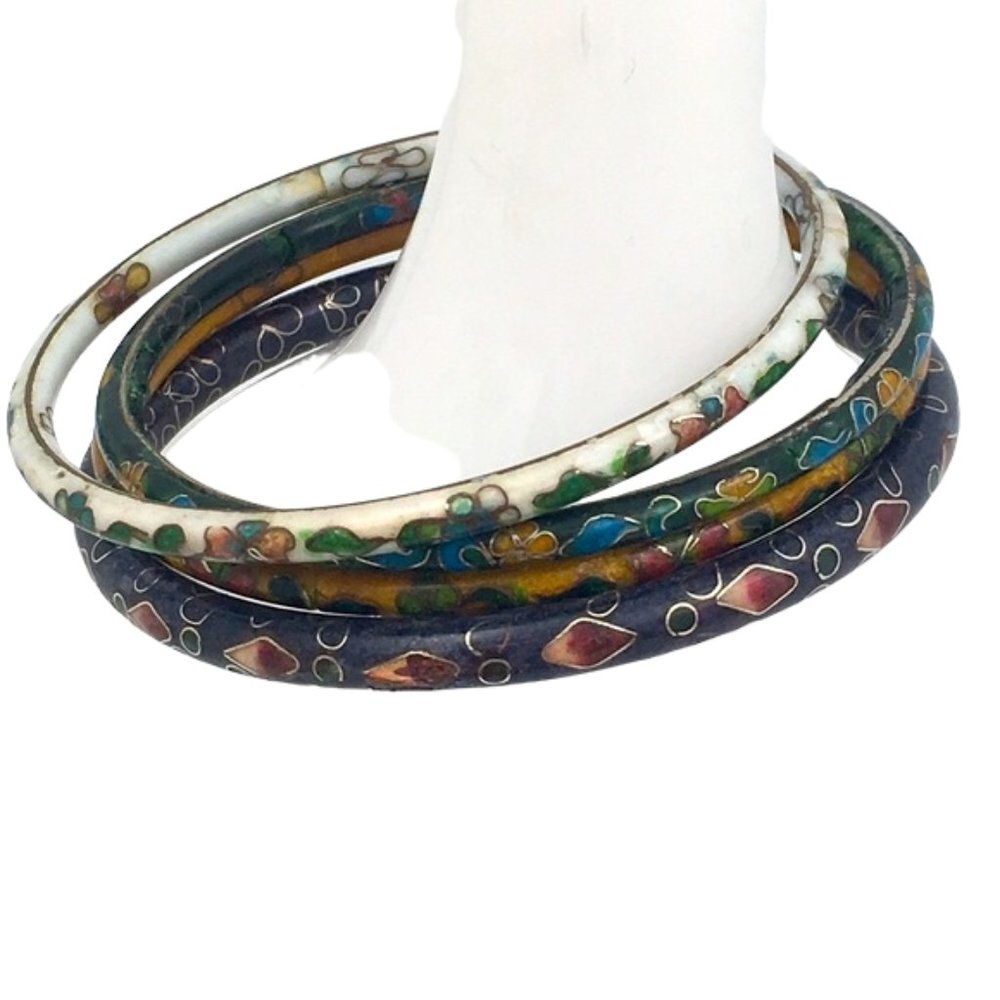 Bundle Set Of Enamel Cloisonn Bangle Bracelet - image 3